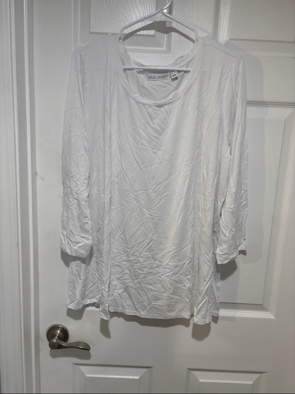 SUSAN GRAVER NEW White 3/4 Sleeve Top